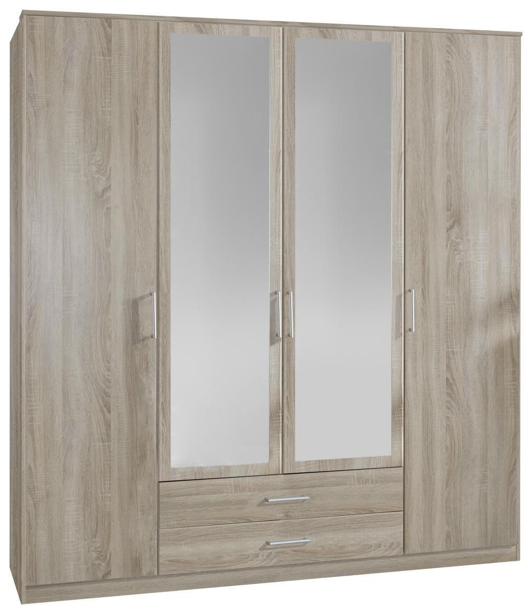 DREHTÜRENSCHRANK in Eichefarben - Eichefarben/Alufarben, Konventionell, Glas/Holzwerkstoff (180/199/58cm) - MID.YOU
