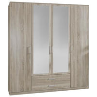 SKRIŇA S OTOČNÝMI DVERAMI, farba duba, 180/199/58 cm - farba duba/hliníková, Konventionell, kompozitné drevo/plast (180/199/58cm) - MID.YOU