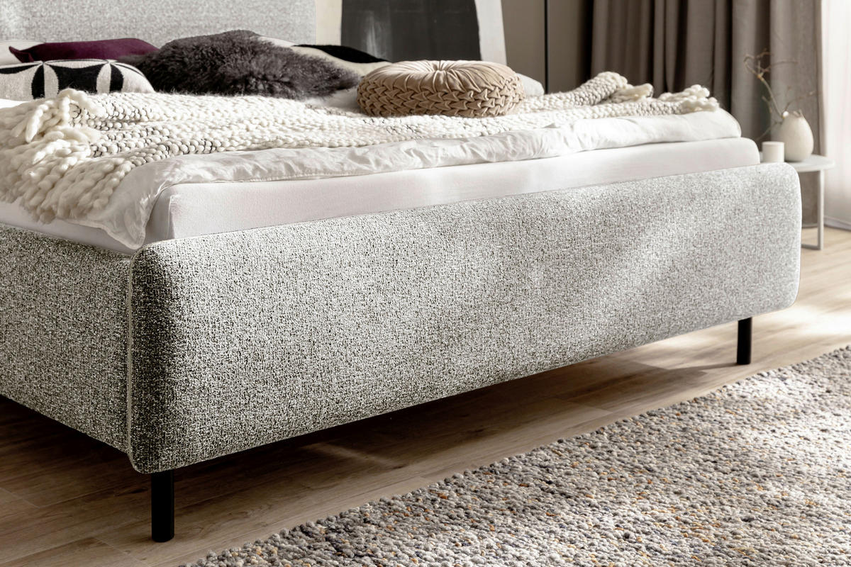 POLSTERBETT 180/200 cm  in Beige  - Beige/Schwarz, Design, Textil/Metall (180/200cm) - Xora