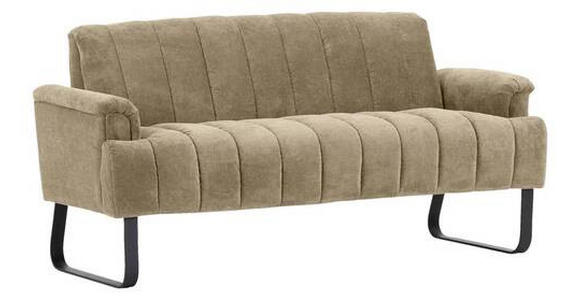 SITZBANK 175/89/75 cm Flachgewebe Taupe Metall  - Taupe/Schwarz, Design, Textil/Metall (175/89/75cm) - Novel