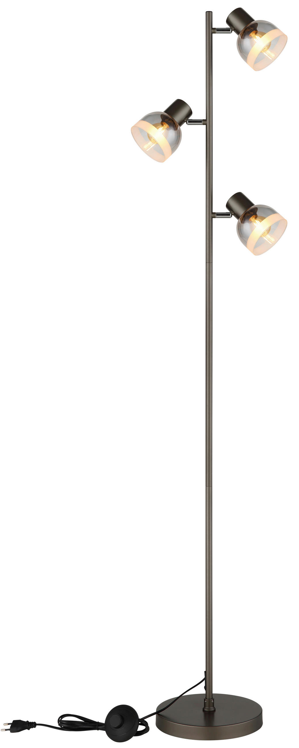 STEHLEUCHTE Kairo 25/23/154 cm  - Chromfarben/Schwarz, Design, Glas/Kunststoff (25/23/154cm) - Globo