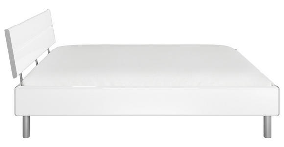 BETT 180/200 cm  in Weiß Hochglanz  - Weiß Hochglanz/Alufarben, Design, Holzwerkstoff/Metall (180/200cm) - Carryhome