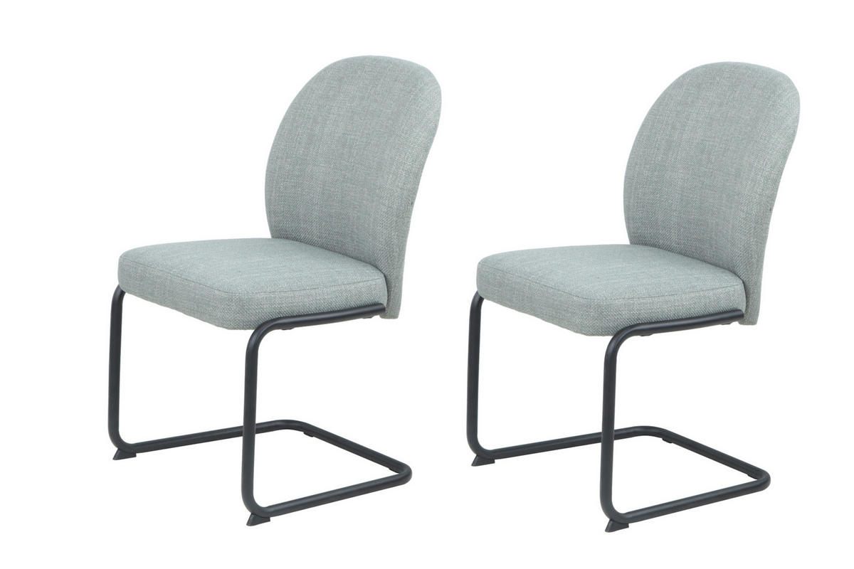 SCHWINGSTUHL-SET 2 Stück Stoffauswahl, erweiterbar Webstoff  - Schwarz/Mintgrün, MODERN, Textil/Metall (53/90/62cm) - MID.YOU