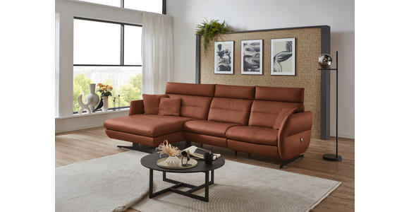 ECKSOFA in Echtleder Cognac  169/298 cm  - Cognac/Schwarz, Design, Leder/Metall (169/298cm) - Dieter Knoll
