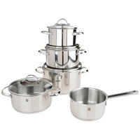 KOCHTOPFSET 5-teilig  - Edelstahlfarben, Design, Glas/Metall - WMF