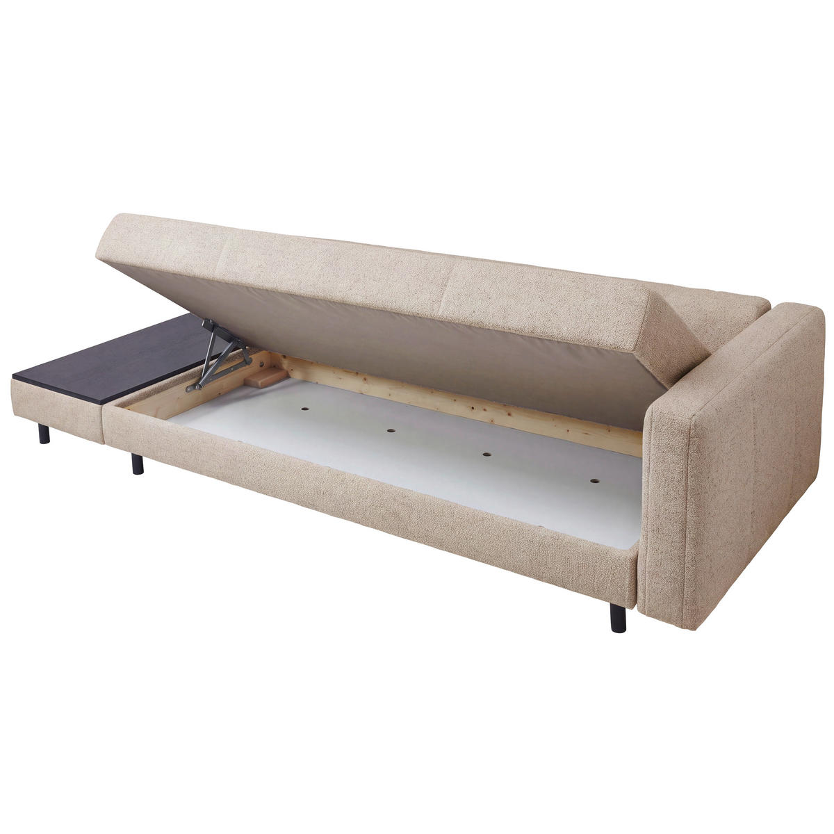 LIEGE Webstoff Creme  - Eiche dunkel/Creme, Design, Holz/Textil (210/84/130cm) - Joka