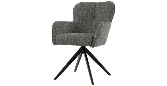 ARMLEHNSTUHL in Eisen Webstoff - Schwarz/Grau, Design, Textil/Metall (62/88/65cm) - Novel