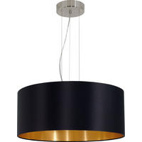 VISEČA SVETILKA MASERLO, Ø 53  Maserlo            E27 - zlate barve/črna, Konvencionalno, kovina/tekstil (53/110cm)