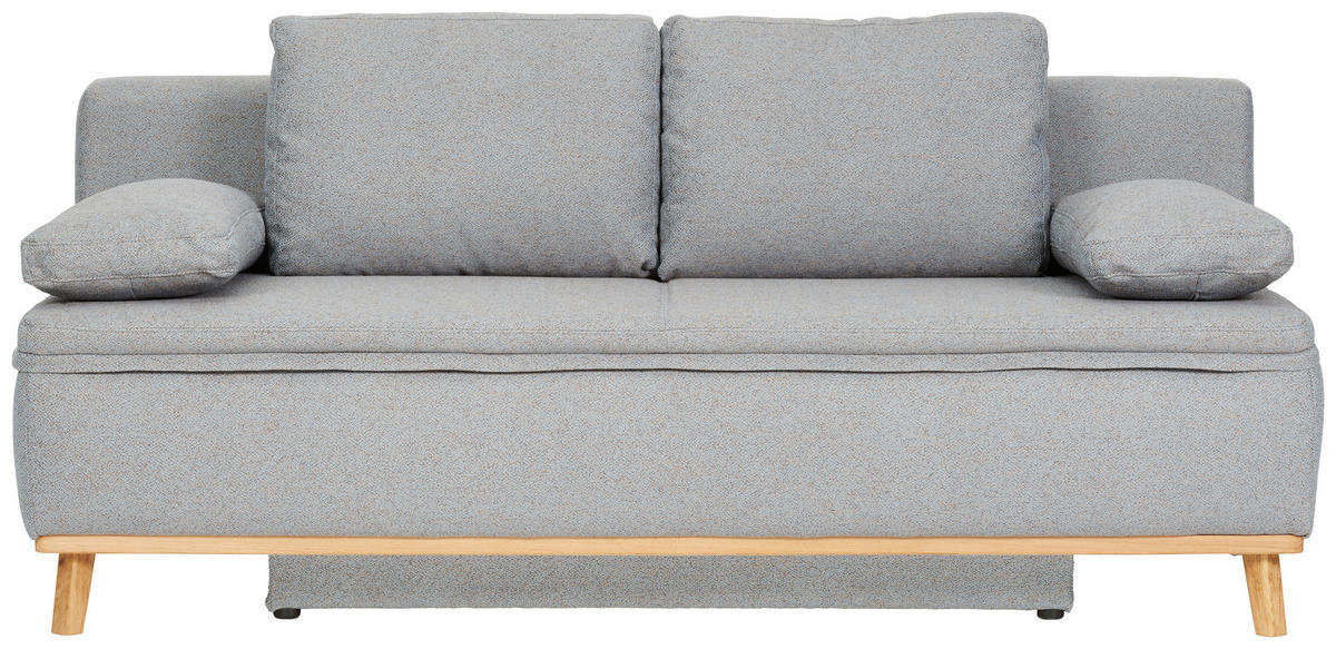 KANAPÉÁGY textil kék, barna  - barna/natúr, Konventionell, textil/fa (203/95/96cm) - Venda