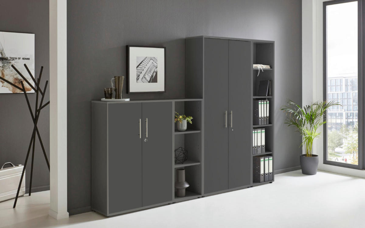 AKTENSCHRANK Anthrazit  - Anthrazit, MODERN, Holzwerkstoff (128,5/185,6/33cm) - MID.YOU