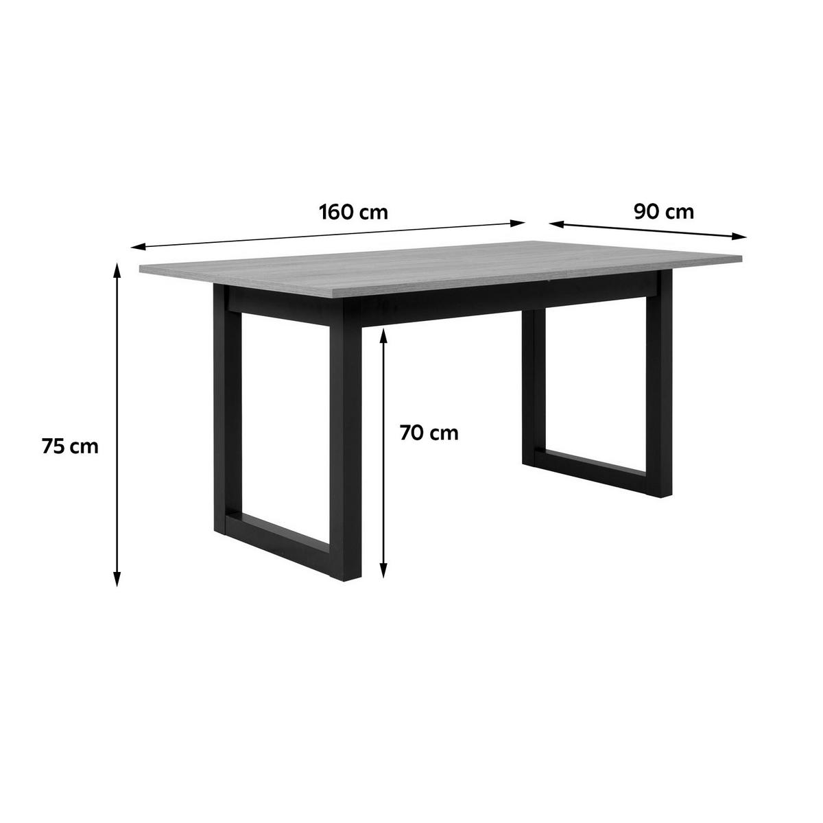 JEDILNA MIZA, hrast sonoma  - hrast sonoma/antracit, Natur, leseni material (160/90/75cm) - MID.YOU
