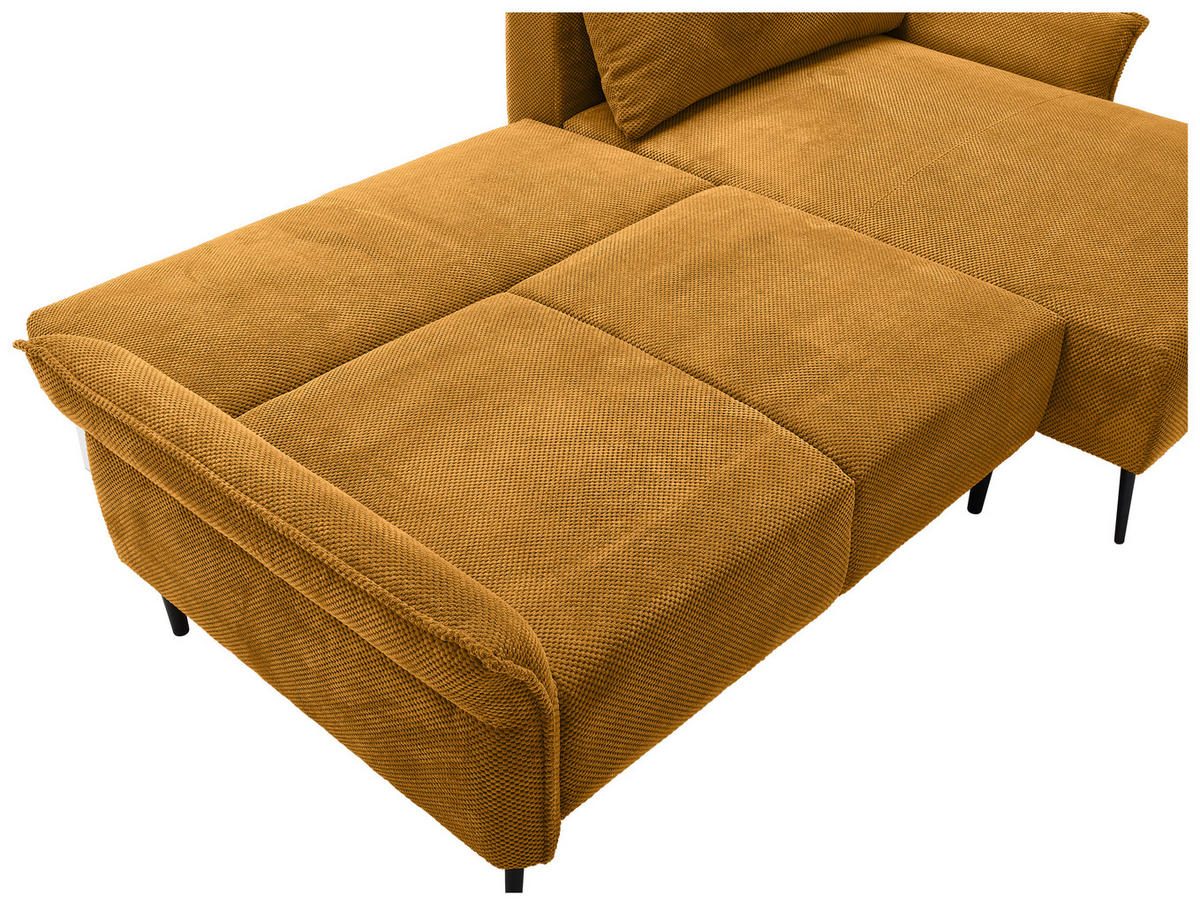ECKSOFA in Chenille Currygelb  - Currygelb/Schwarz, Konventionell, Textil/Metall (255/164cm) - Carryhome