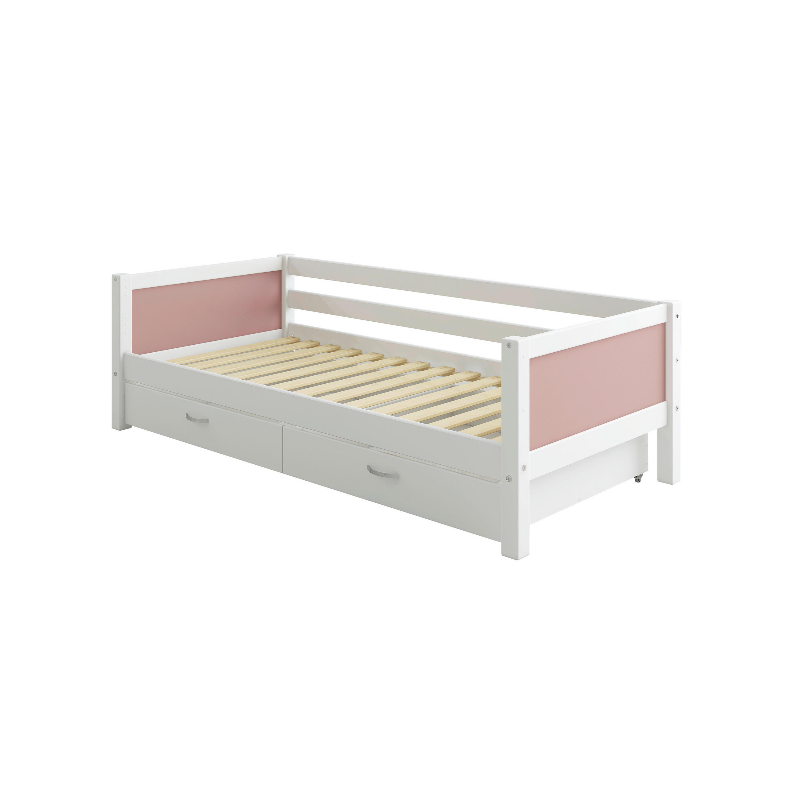 BETT 90/200 cm,  in Rosa, Weiß, Rollrost, Bettschubladen  - Rosa/Weiß, MODERN, Holz (90/200cm) - Chameo