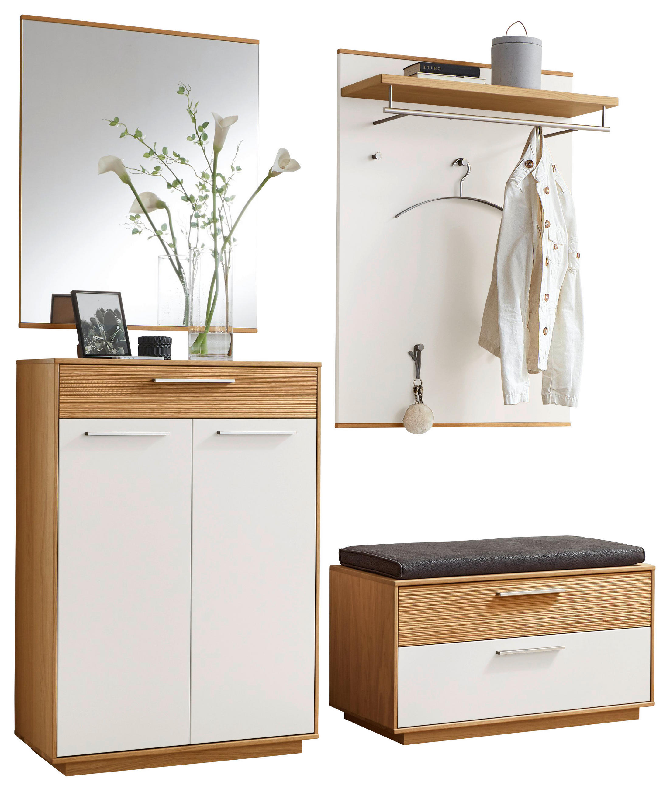 GARDEROBE 5-teilig  in 170/195/40 cm  - Eichefarben/Anthrazit, Design, Glas/Holz (170/195/40cm)