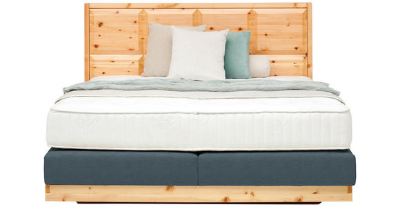 BOXSPRINGBETT 160/200 cm  in Zirbelkieferfarben, Blaugrau  - Zirbelkieferfarben/Blaugrau, Natur, Holz/Textil (160/200cm) - Valnatura