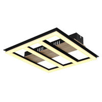 STROPNÍ LED SVÍTIDLO, 30/30/5.5 cm - tmavě hnědá/černá, Natur, kov/kompozitní dřevo (30/30/5.5cm) - Globo
