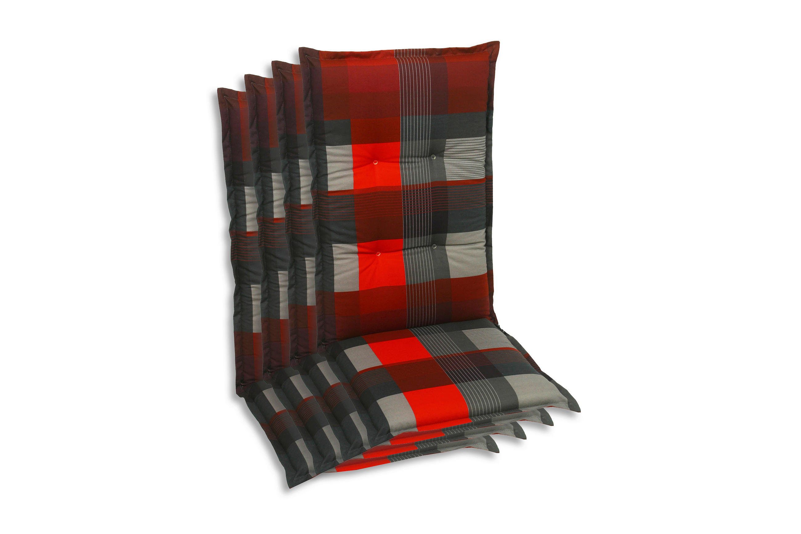 SESSELAUFLAGENSET Karo  - Dunkelgrau/Rot, Basics, Textil (50/7/120cm)