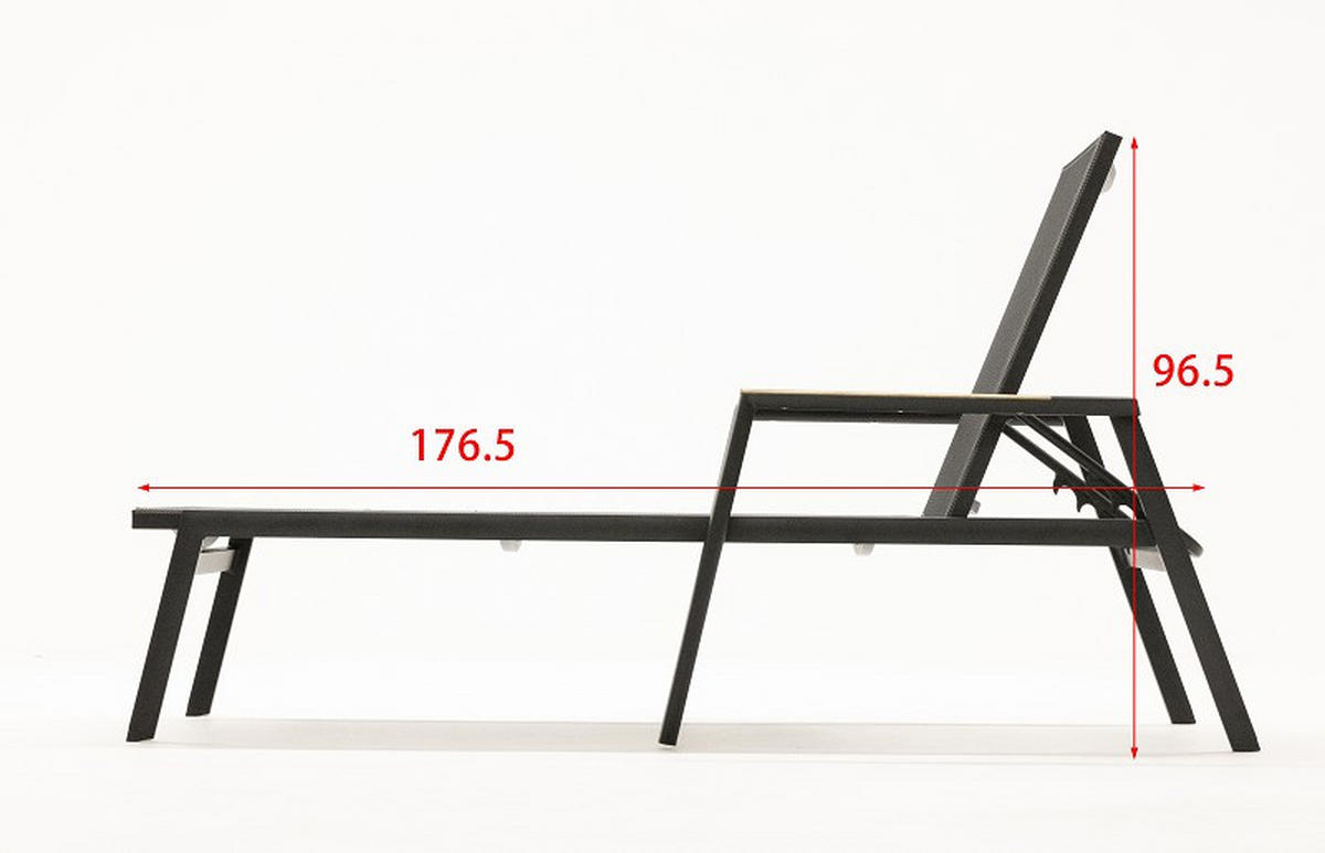 SONNENLIEGE 76/51,5/196 cm  - Schwarz/Grau, Modern, Holz/Textil (76/51,5/196cm) - Amatio