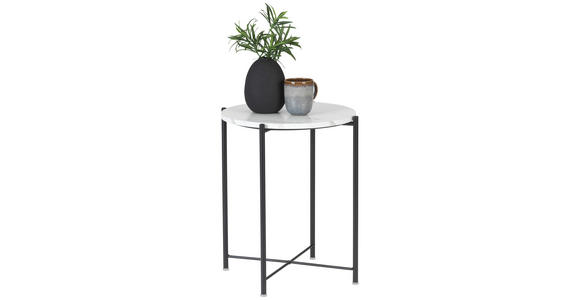 BEISTELLTISCH 45/45/50 cm Schwarz, Weiß rund - Schwarz/Weiß, Trend, Holzwerkstoff/Metall (45/45/50cm) - Carryhome