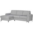 ECKSOFA in Flachgewebe Hellgrau  - Silberfarben/Hellgrau, Design, Textil/Metall (167/244cm) - Cantus