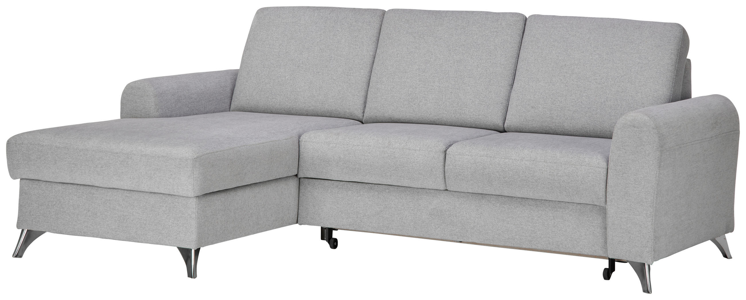 ECKSOFA inkl.Funktion Hellgrau Flachgewebe  - Silberfarben/Hellgrau, Design, Textil/Metall (167/244cm) - Cantus