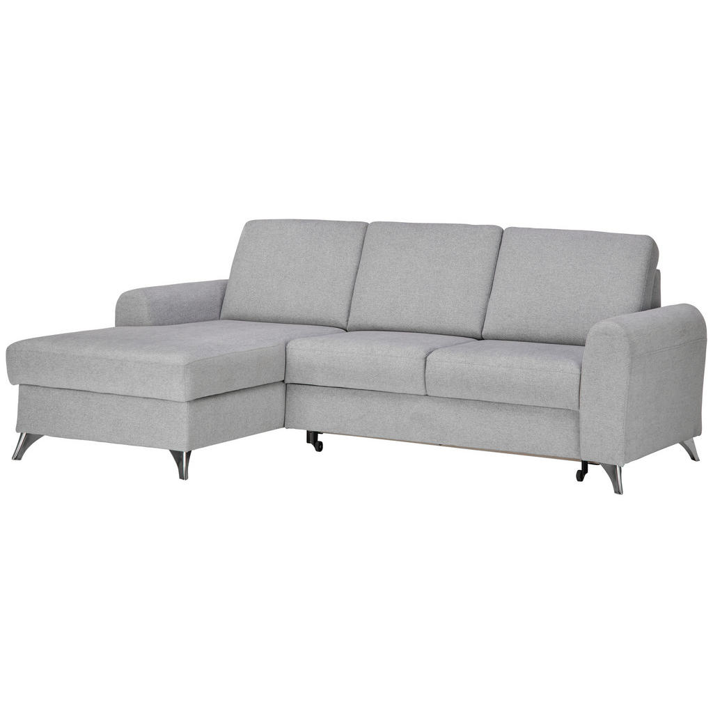 Thumbnail - Cantus Ecksofa, Hellgrau, Textil, Uni, 3-Sitzer, Ottomane links, L-Form, 244x167 cm, Liegefunktion, Wohnzimmer, Sofas & ...