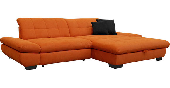 ECKSOFA in Mikrofaser Orange  - Schwarz/Orange, Design, Textil/Metall (290/198cm) - Xora