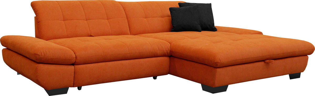 ECKSOFA in Mikrofaser Orange  - Schwarz/Orange, Design, Textil/Metall (290/198cm) - Xora