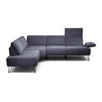 ECKSOFA in Chenille Blau  193/256 cm  - Blau/Schwarz, Design, Textil/Metall (193/256cm) - SENSOO