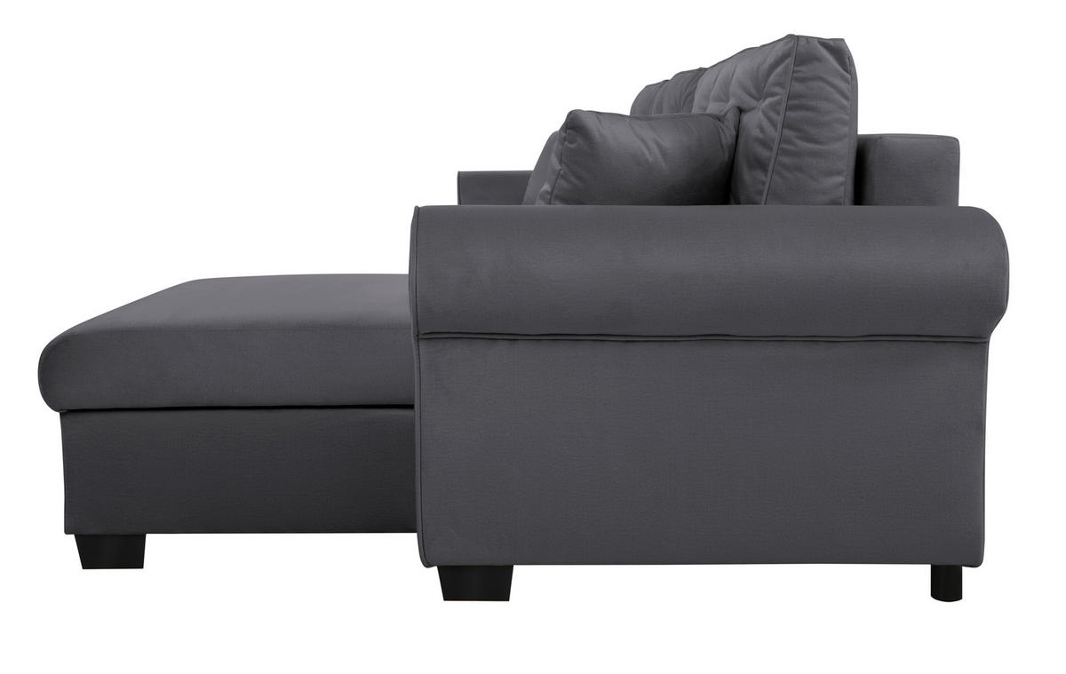 ECKSOFA in Dunkelgrau  - Dunkelgrau/Buchefarben, Design, Holz/Textil (266/161cm) - MID.YOU