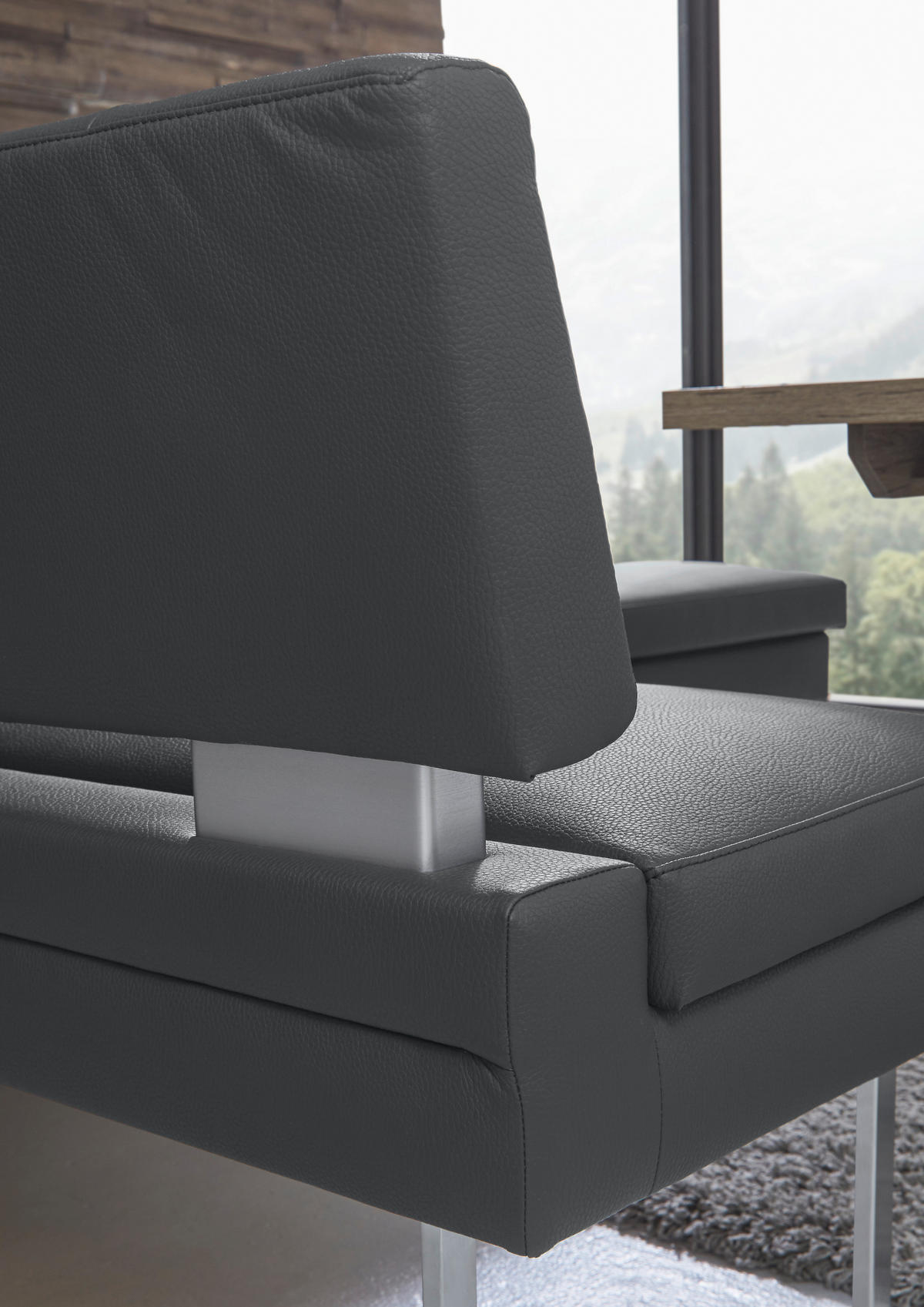 ECKBANK 158/200 cm  in Grau, Edelstahlfarben  - Edelstahlfarben/Grau, Design, Textil/Metall (158/200cm) - Dieter Knoll