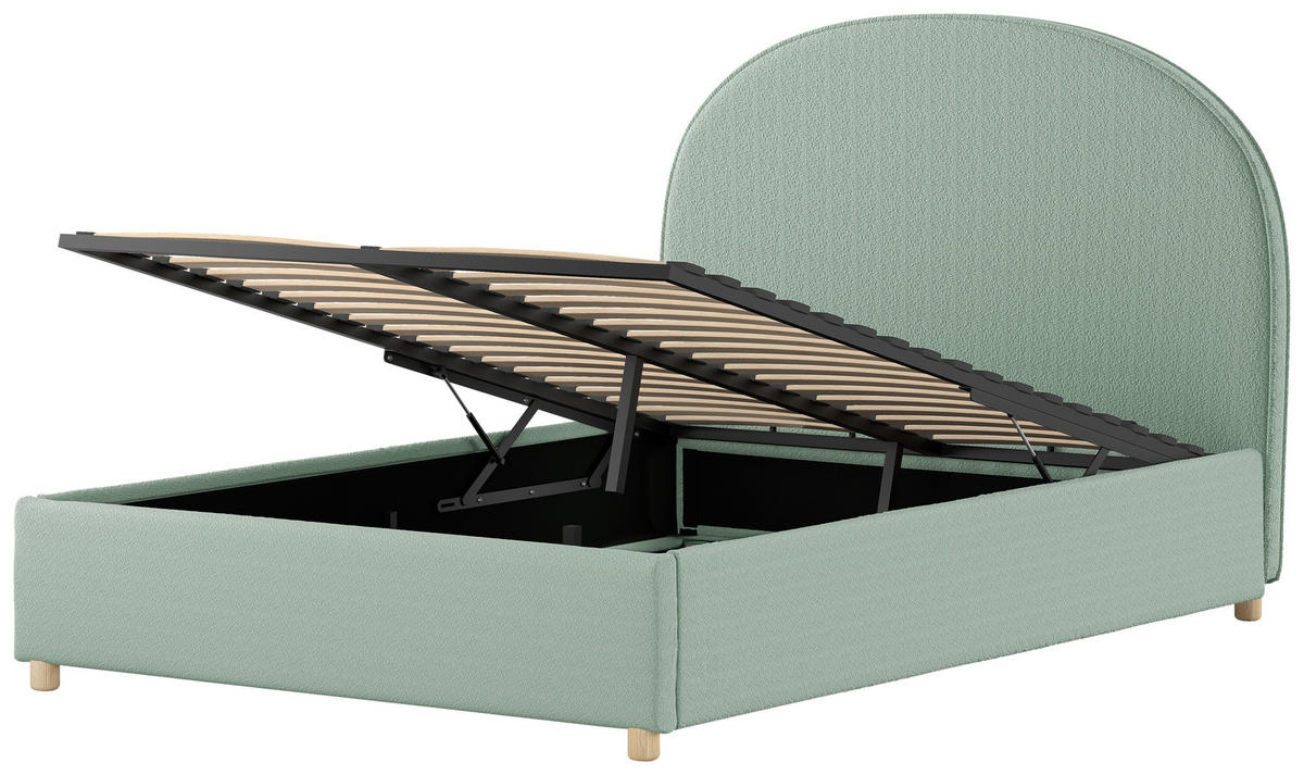 KINDER-/JUNIORBETT 140/200 cm  in Grün  - Naturfarben/Grün, ROMANTIK / LANDHAUS, Holz/Textil (140/200cm) - Vipack