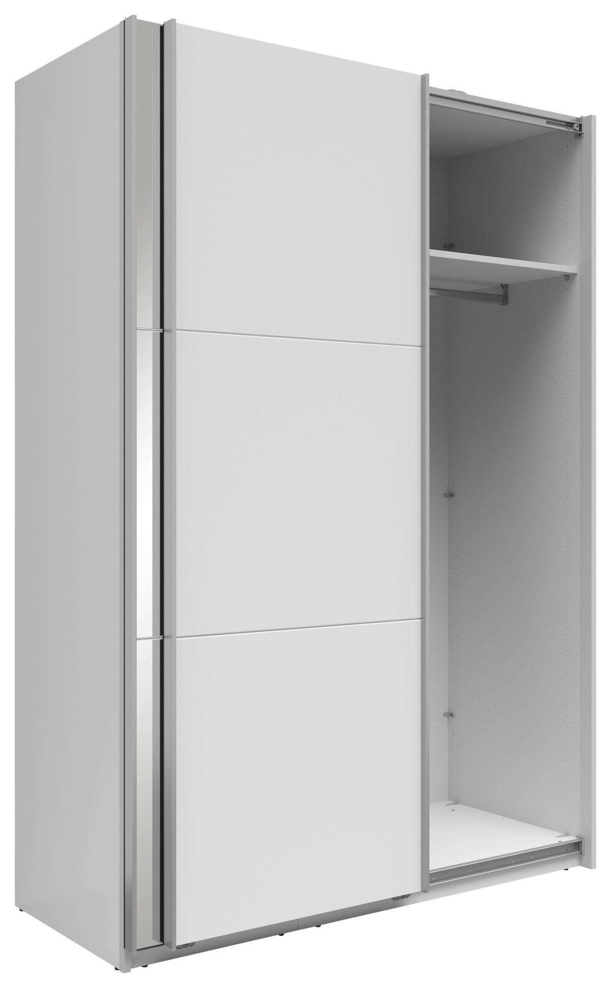 SCHWEBETÜRENSCHRANK 150/216/64 cm 2-türig Weiß  - Silberfarben/Weiß, Basics, Glas/Holzwerkstoff (150/216/64cm) - Boxxx