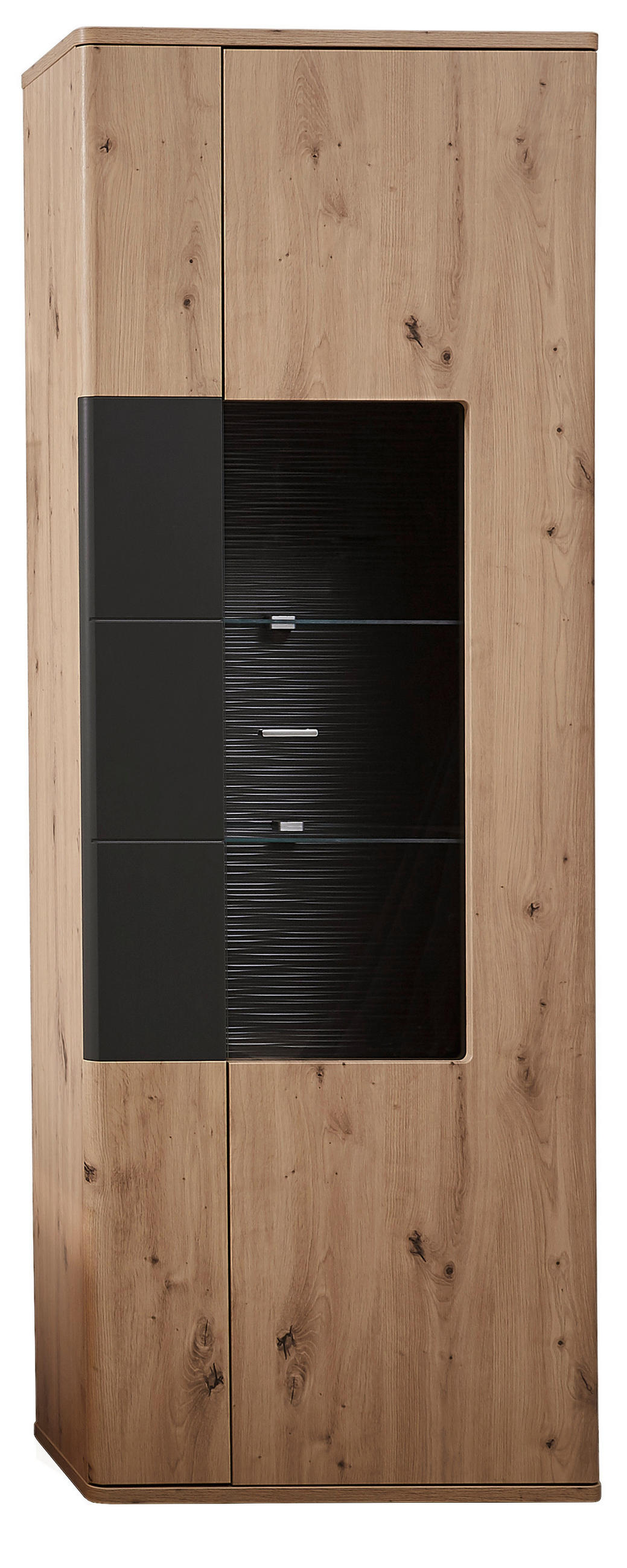 VITRINE  in Graphitfarben, Eiche Artisan - Graphitfarben/Eiche Artisan, KONVENTIONELL, Glas/Holzwerkstoff (70/200/38cm) - Xora