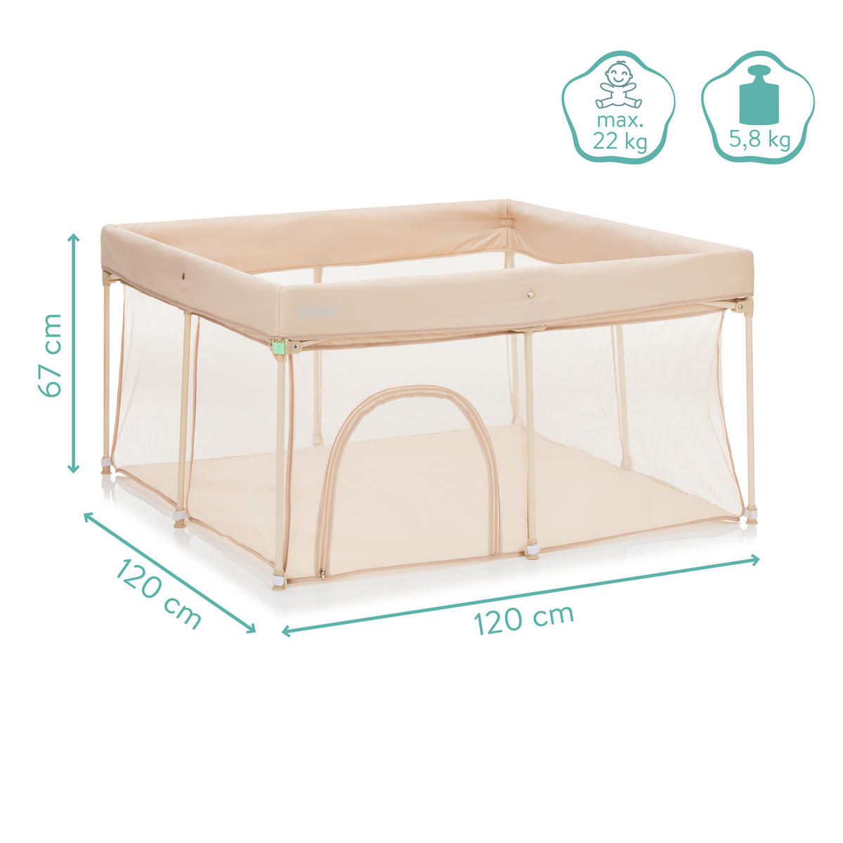 OGRADICA    120/120/67 cm  - prirodna boja/bež, Osnovno, metal (120/120/67cm) - Fillikid