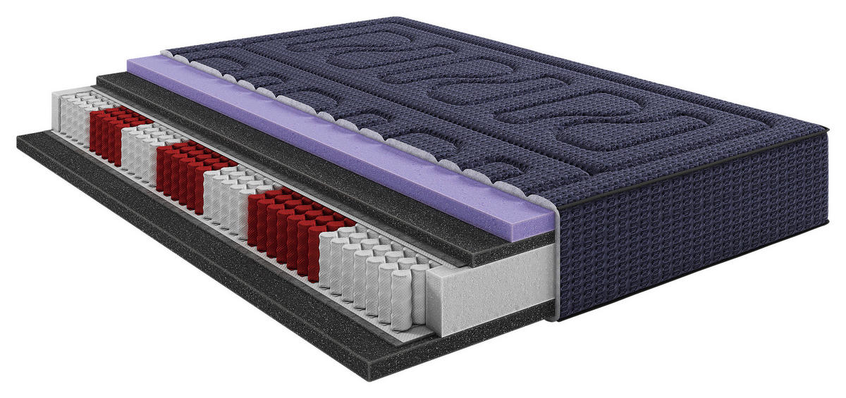 BOXSPRINGMATRATZE Imperial H3/H4, 200/200 cm, Höhe ca.:  - Dunkelblau, Basics, Textil (200/200cm) - Livetastic