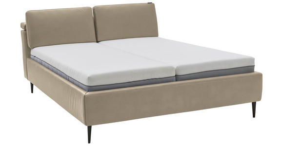 POLSTERBETT Matratze, Lattenrost Beige 180/200 cm  - Hellbraun/Anthrazit, Design, Holz/Textil (180/200cm) - Johann Jakob