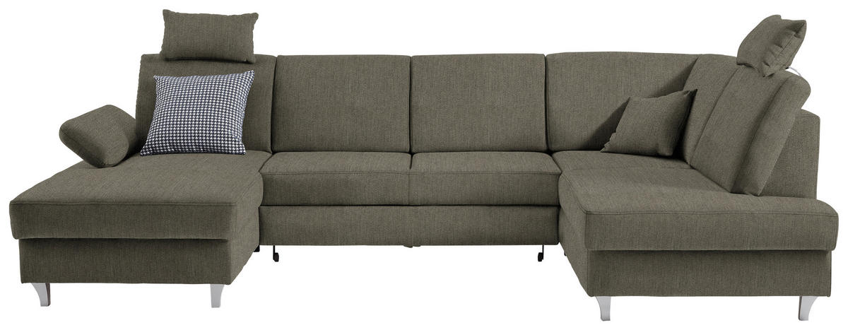 WOHNLANDSCHAFT in Struktur Braun  - Silberfarben/Braun, KONVENTIONELL, Holz/Textil (167/322/186cm) - Cantus