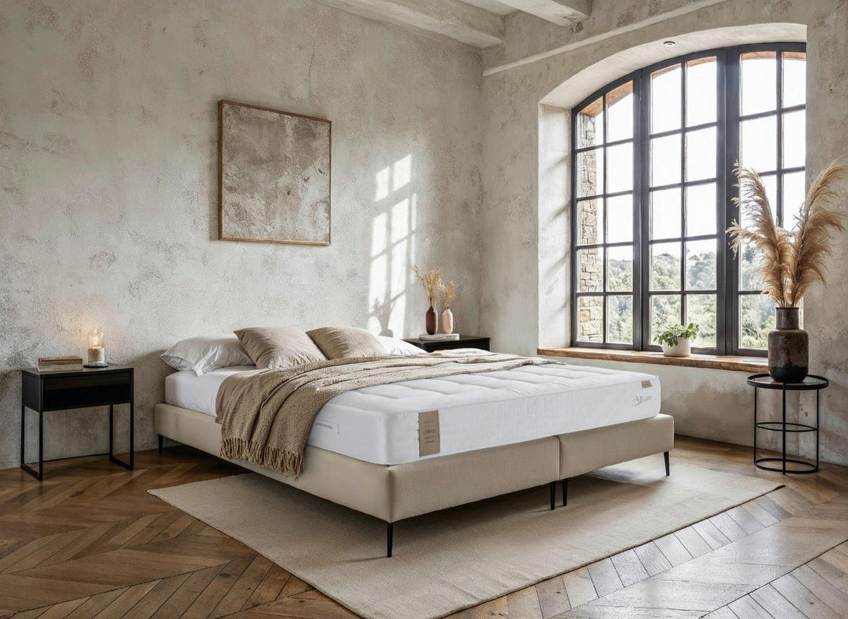 BOXSPRINGMATRATZE ALLURE SAN REMO H3, 90/210 cm, Höhe ca.:  - Creme, Basics, Textil (90/210cm)