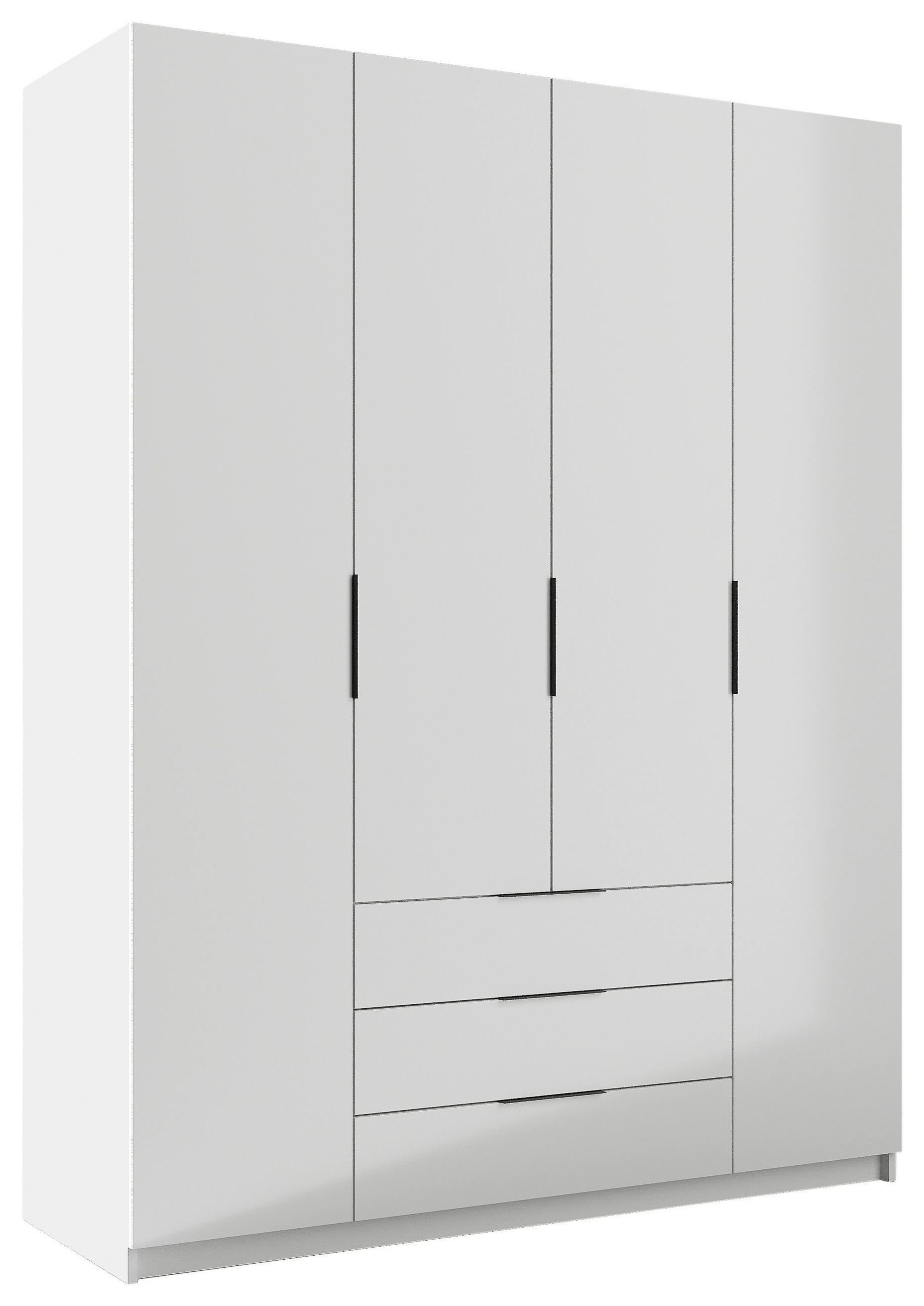 KLEIDERSCHRANK 168/220/60 cm 4-türig Weiß, Weiß Hochglanz  - Chromfarben/Weiß Hochglanz, KONVENTIONELL, Glas/Holzwerkstoff (168/220/60cm) - Boxxx
