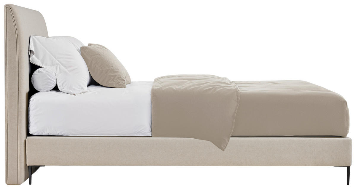 BOXSPRINGOVÁ POSTEĽ, 140/200 cm, krémová - čierna/prírodná farba, Modern, kov/kompozitné drevo (140/200cm) - MID.YOU