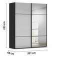 SCHWEBETÜRENSCHRANK 201/223/68 cm 2-türig Grau, Schwarz  - Schwarz/Grau, KONVENTIONELL, Glas/Holzwerkstoff (201/223/68cm) - Novel
