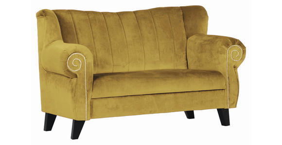 2-SITZER-SOFA  in Webstoff Gelb  - Gelb/Braun, Design, Holz/Textil (168/96/75cm) - Ambia Home