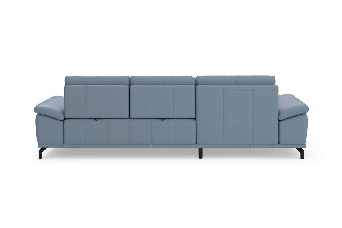 ROHOVÁ SEDAČKA, koža, sivomodrá - čierna/sivomodrá, Basics, kov/koža (176/301cm) - Sit & More
