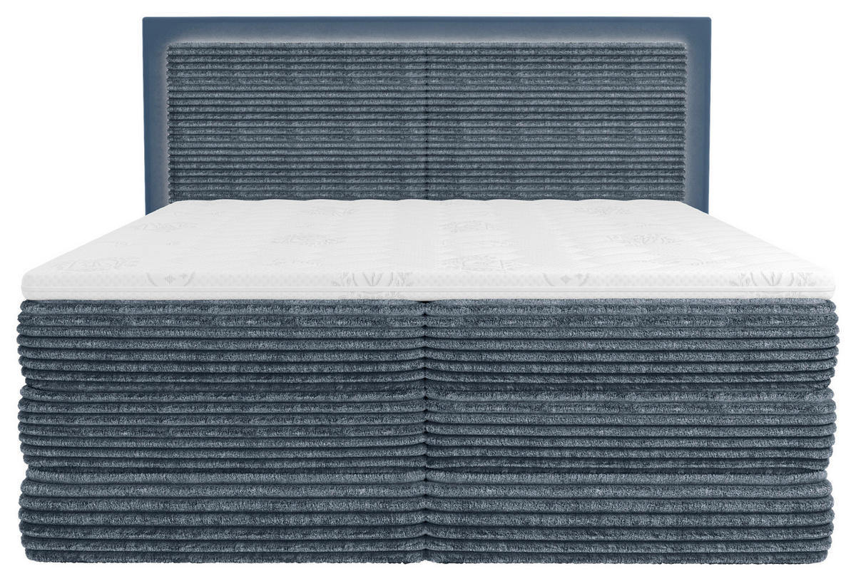 BOXSPRINGBETT 180/200 cm  in Dunkelblau  - Schwarz/Dunkelblau, Trend, Holz/Holzwerkstoff (180/200cm) - Boxxx