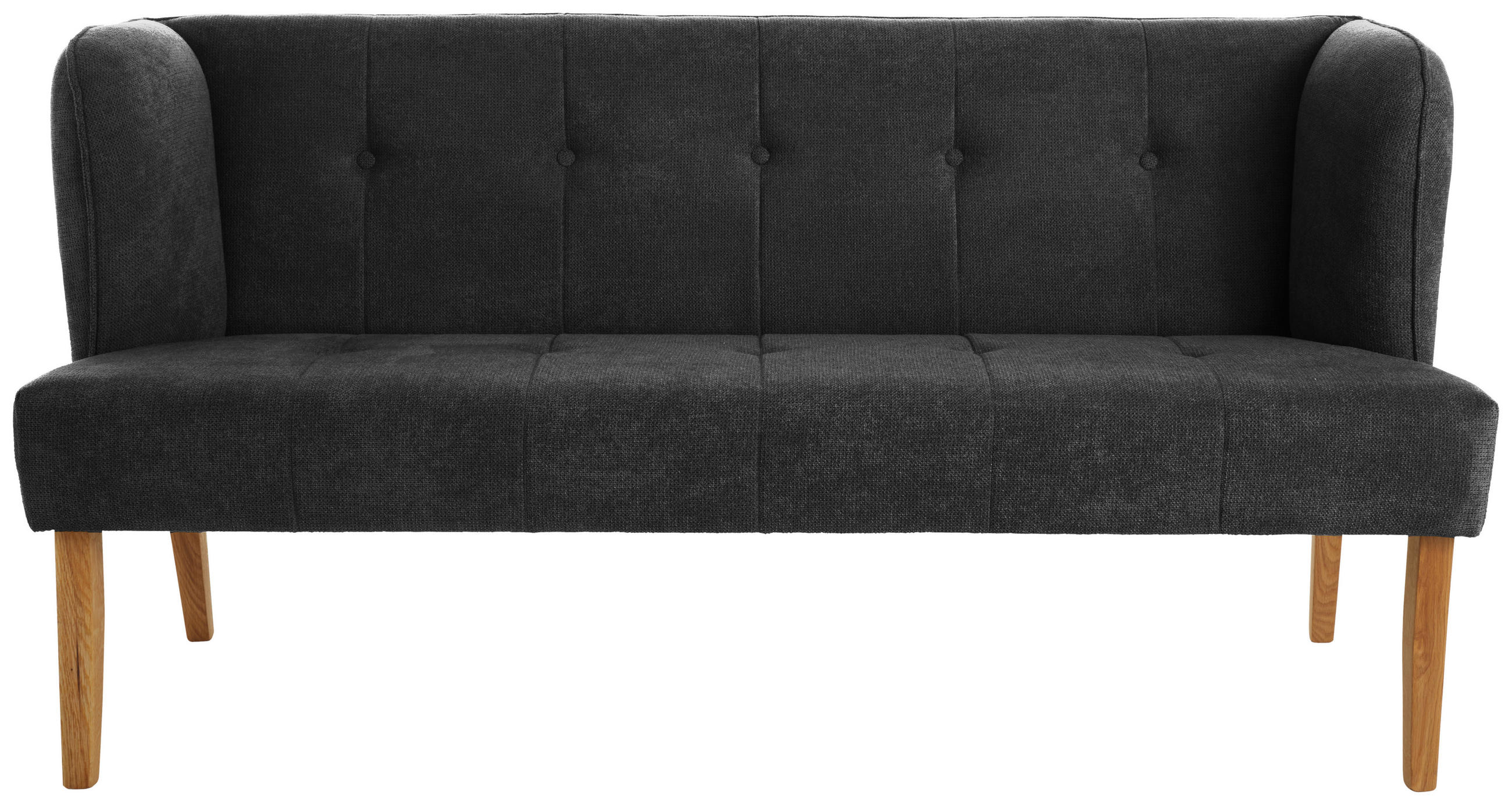 SITZBANK 179/88/76 cm Webstoff Dunkelgrau Eiche vollmassiv  - Eichefarben/Dunkelgrau, KONVENTIONELL, Holz/Textil (179/88/76cm) - Cantus