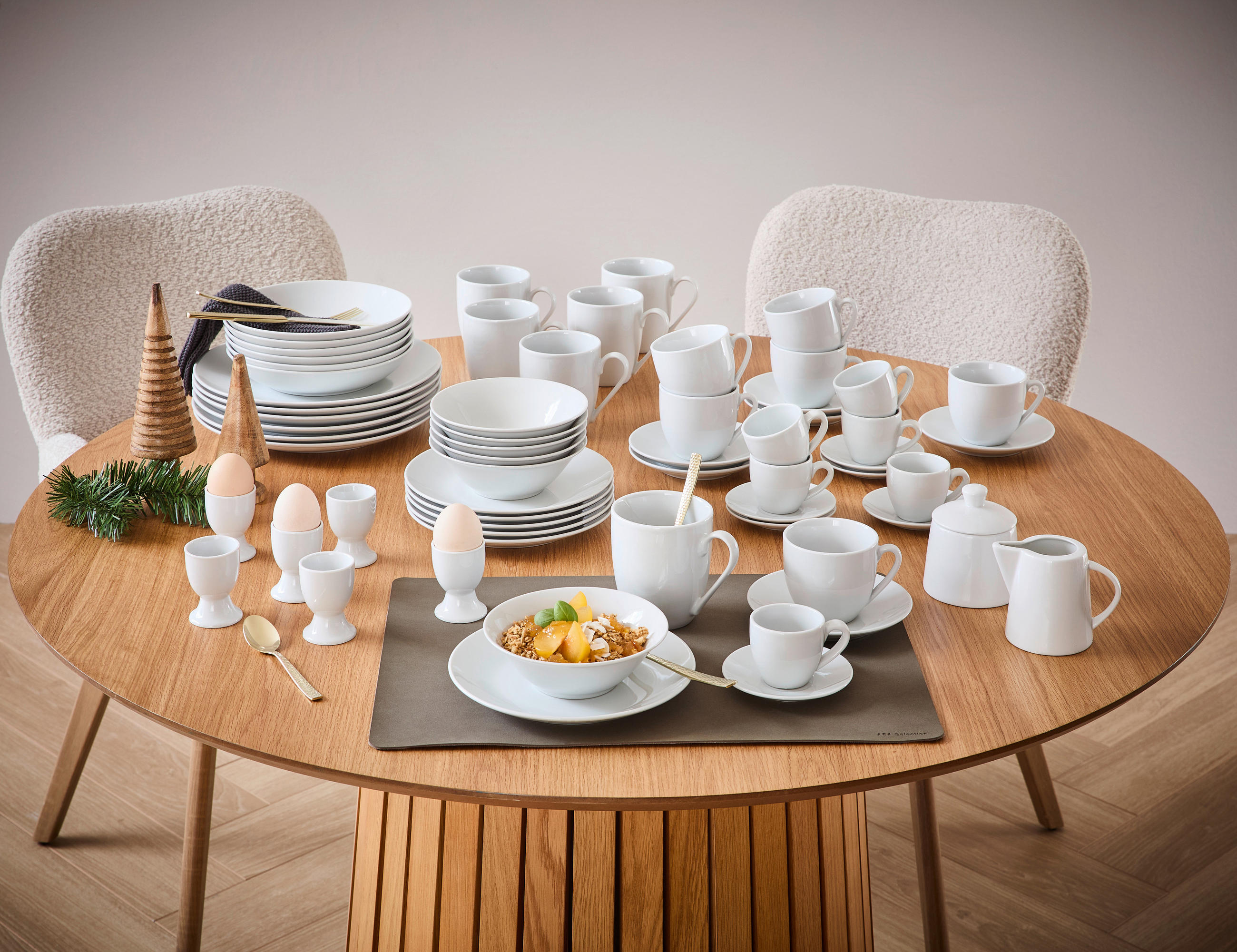 KOMBINOVANÁ SOUPRAVA 62dílné, porcelán keramika - bílá, Basics, keramika - Novel