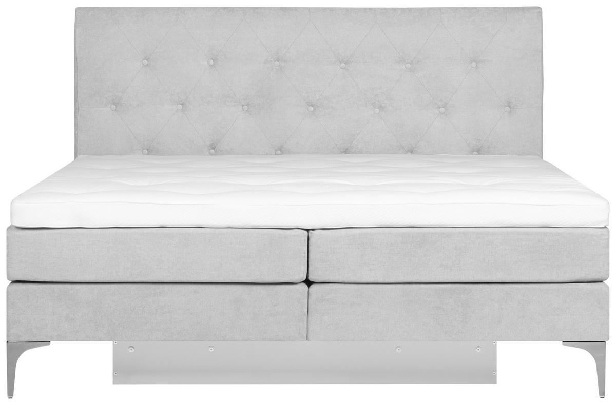 BOXSPRINGBETT 160/200 cm  in Hellgrau  - Chromfarben/Hellgrau, Design, Textil/Metall (160/200cm) - Welnova