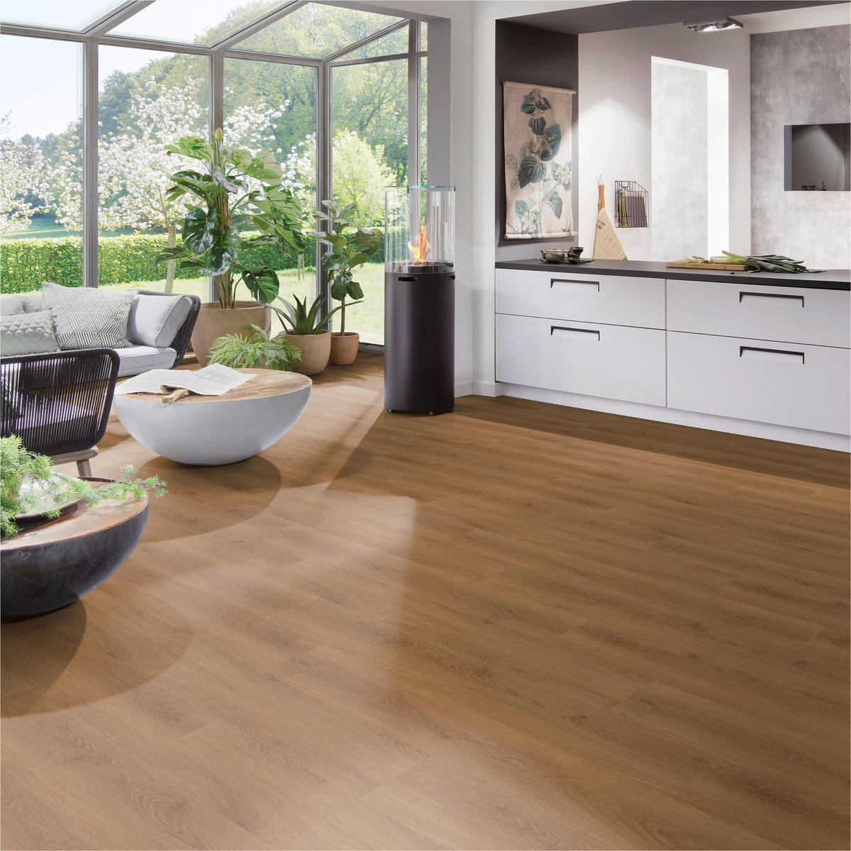 DESIGNBODEN MultilayerPlus  per  m² - Eichefarben/Mokka, Basics, Kunststoff (152.4/22.8/0.65cm)
