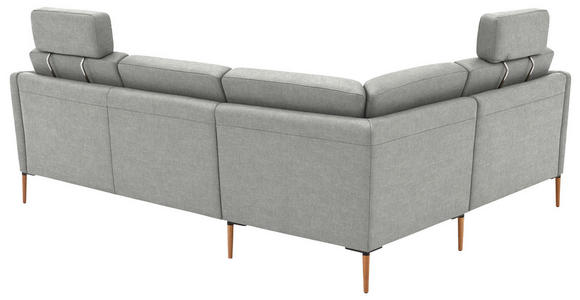 ECKSOFA  in Flachgewebe Grauweiß  189/236 cm  - Eichefarben/Grauweiß, Design, Holz/Textil (189/236cm) - Valnatura
